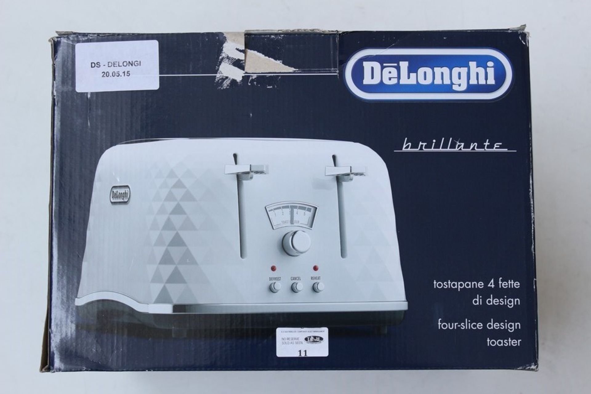1 x BOXED DELONGHI BRILLIANTE 4 SLICE TOASTER   *PLEASE NOTE THAT THE BID PRICE IS MULTIPLIED BY THE