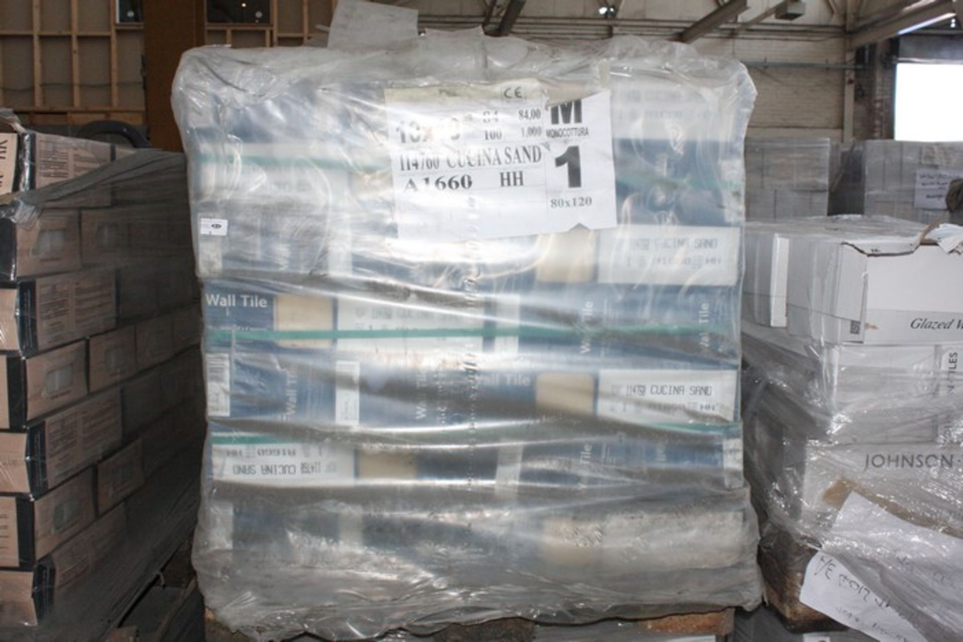 ONE PALLET TO CONTAIN APPROX 84X PACKS OF BRAND NEW FACTORY SEALED DESIGNER WALL/FLOOR TILES 10X10