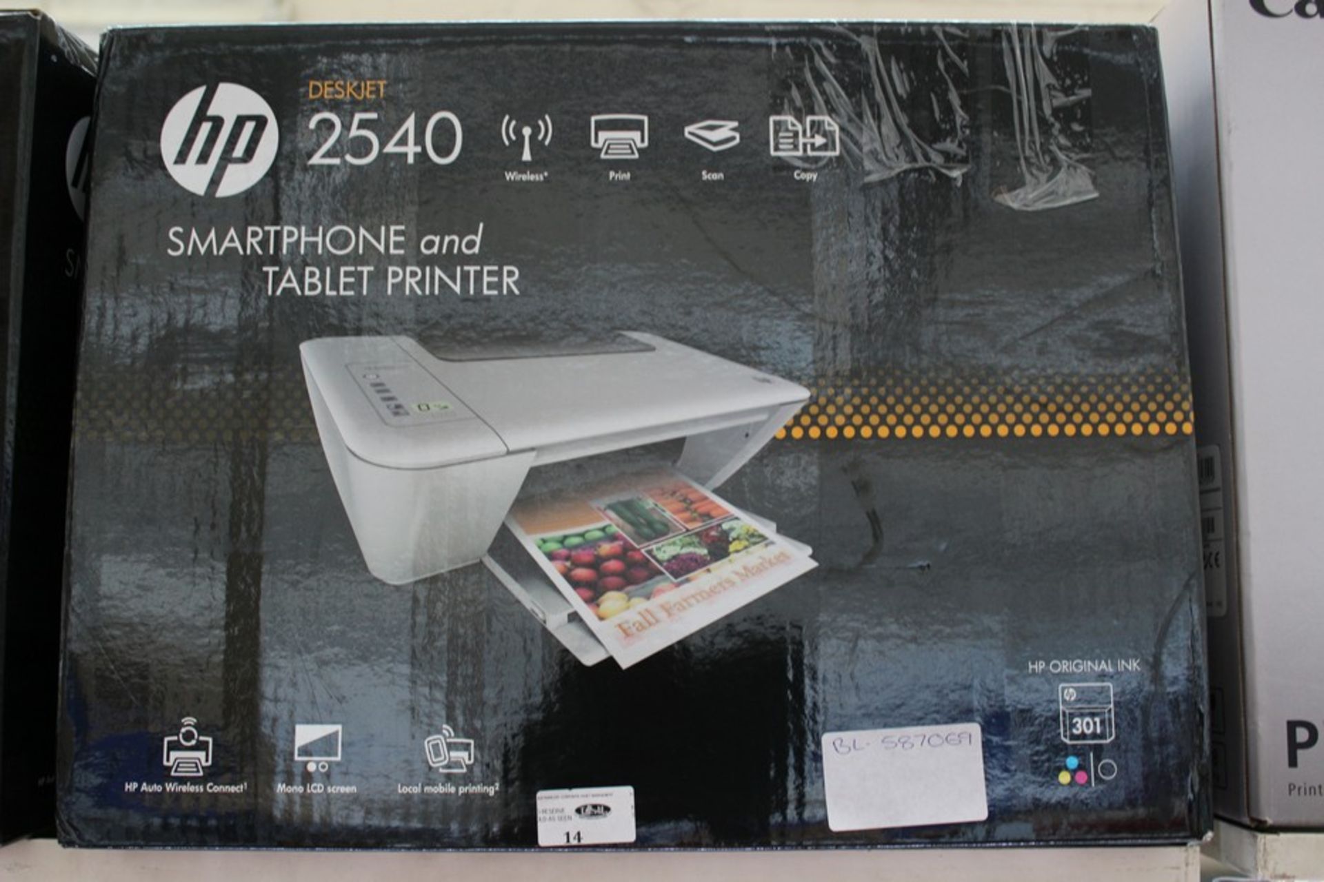 1 x BOXED HP DESKJET 2540 SMART PHONE AND TABLET PRINTER (587069)  *PLEASE NOTE THAT THE BID PRICE