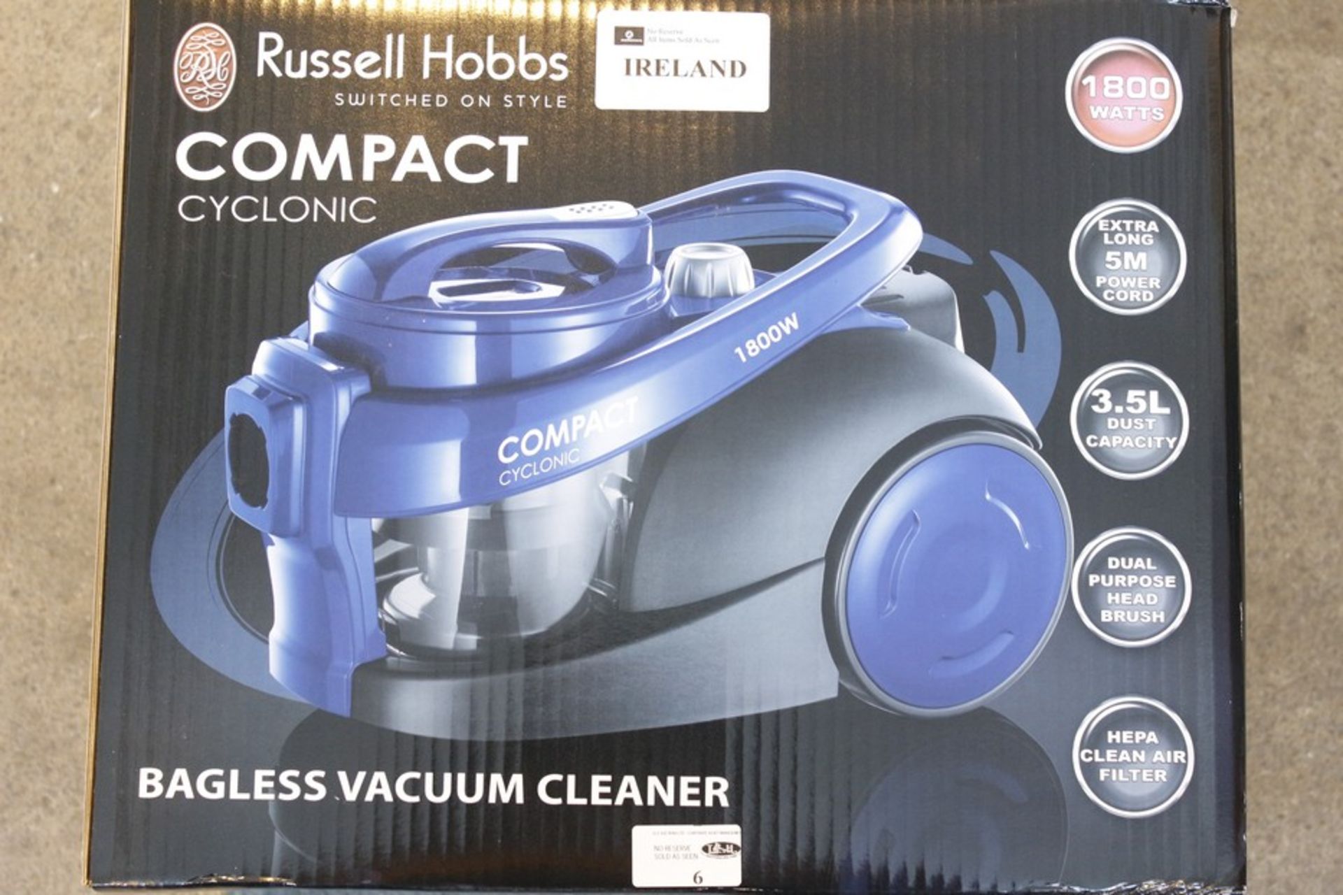 1 x BOXED RUSSEL HOBBS COMPACT CYCLONE VACUUM CLEANER   *PLEASE NOTE THAT THE BID PRICE IS