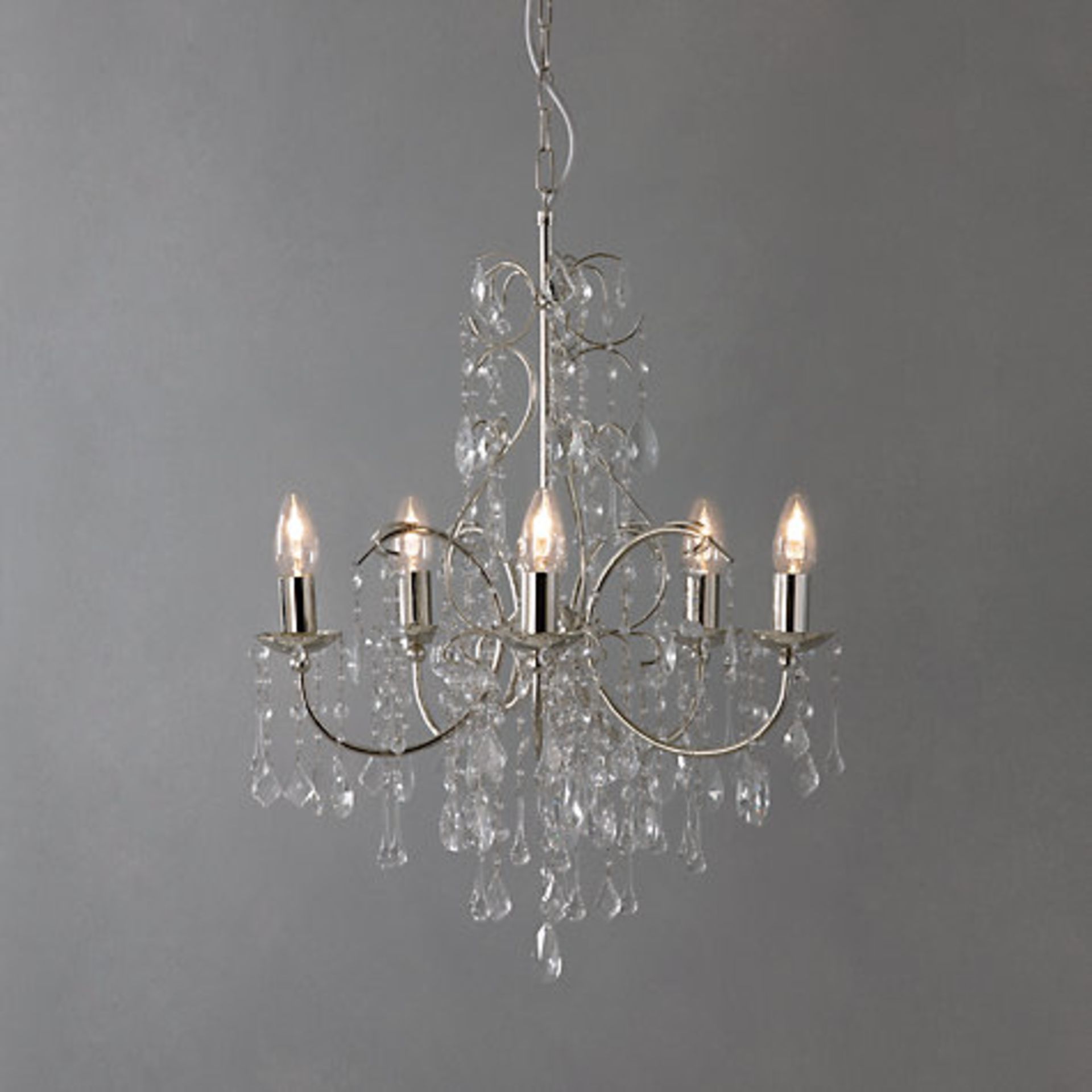 1 x BOXED ESTELLA 5 LIGHT SILVER EFFECT CRYSTAL GLASS CEILING LIGHT FITTING (584379) RRP £195  *