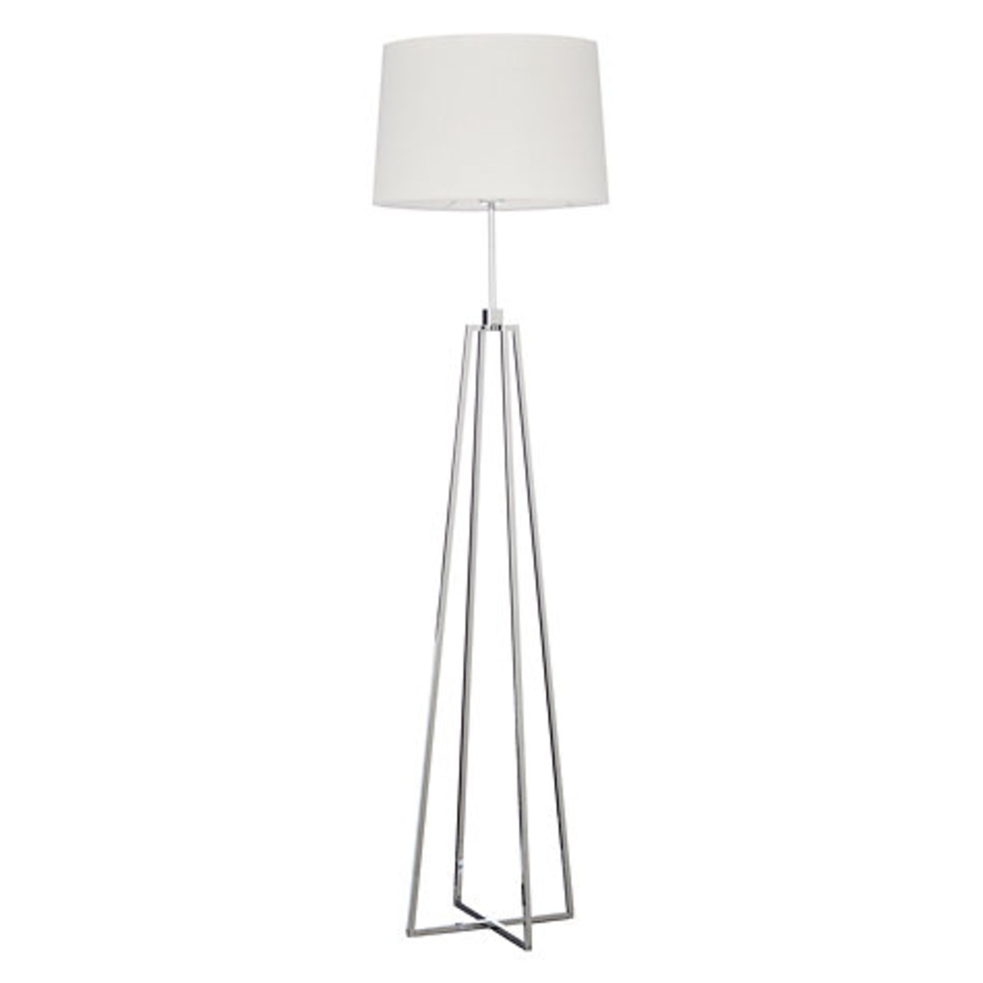 1 x BOXED LOCKHEART FLOOR LAMP WITH CHROME EFFECT AND FABRIC SHADE (19.6.15)  *PLEASE NOTE THAT