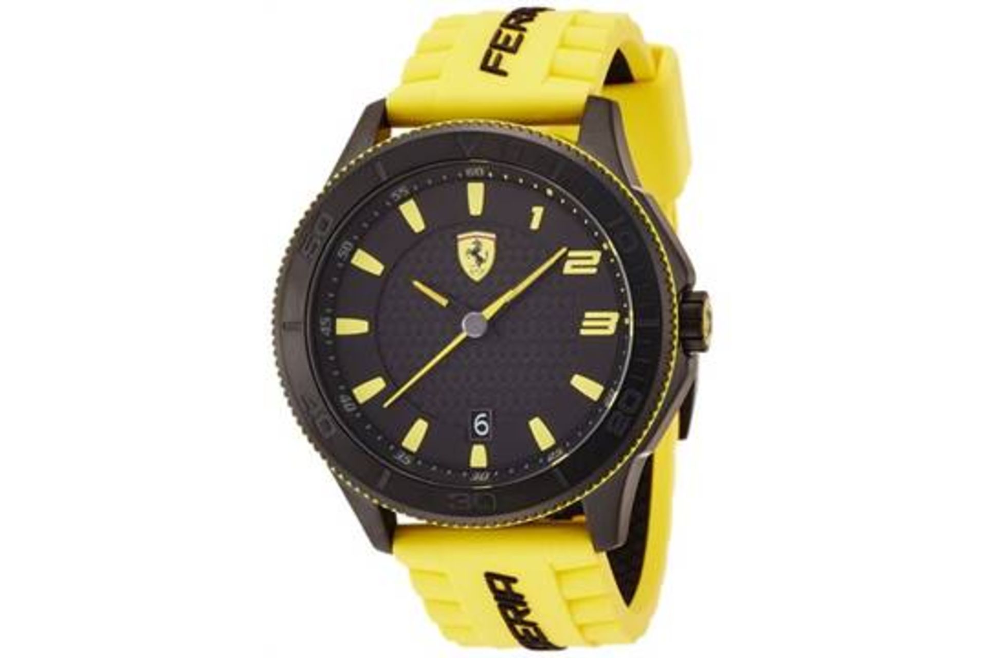 BOXED BRAND NEW SCUDERIA FERARRI YELLOW WRIST WATCH WITH 2 YEARS INTERNATIONAL WARRANTY RRP £250 (