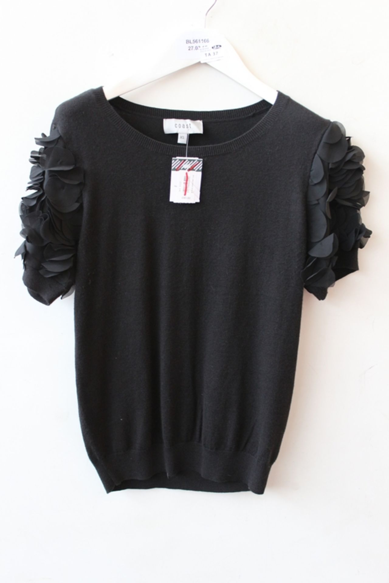 ONE OASIS BLACK DIANA KNIT TOP SIZE XS RRP £65 (BL561166)