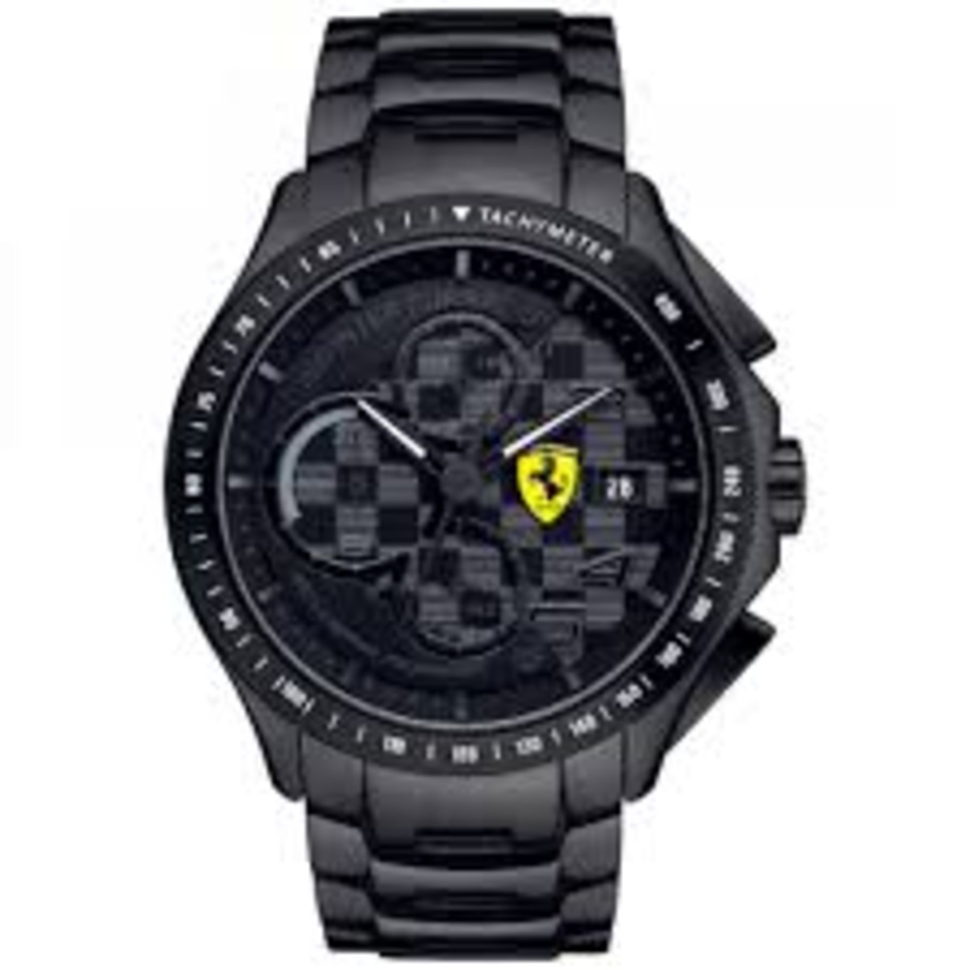 BOXED BRAND NEW SCUDERIA FERRARI RACE DAY BLACK GENTS DESIGNER WRIST WATCH WITH 2 YEARS