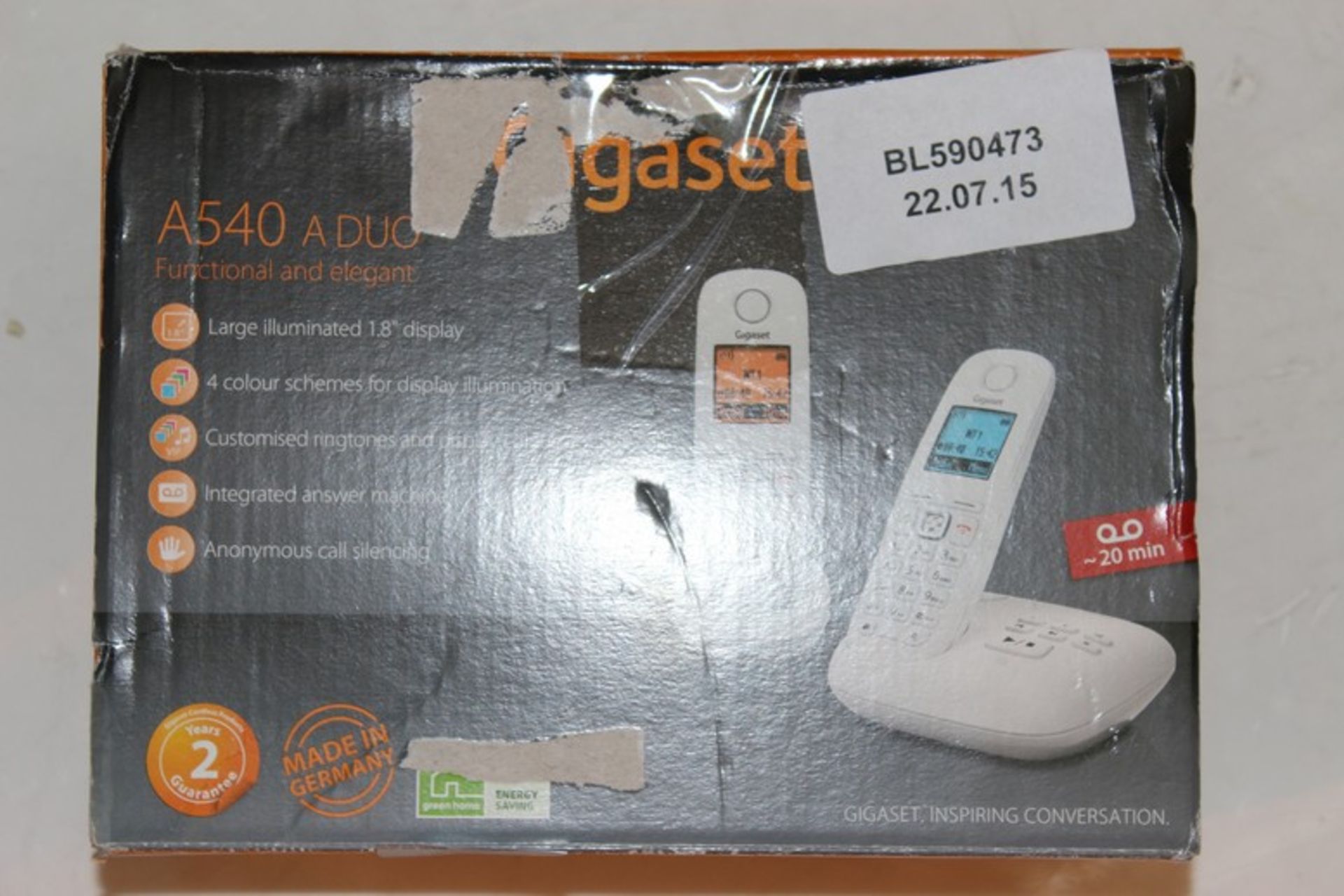 1 x BOXED GIGASET A540 DUO CORDLESS TELEPHONE SYSTEM   *PLEASE NOTE THAT THE BID PRICE IS MULTIPLIED