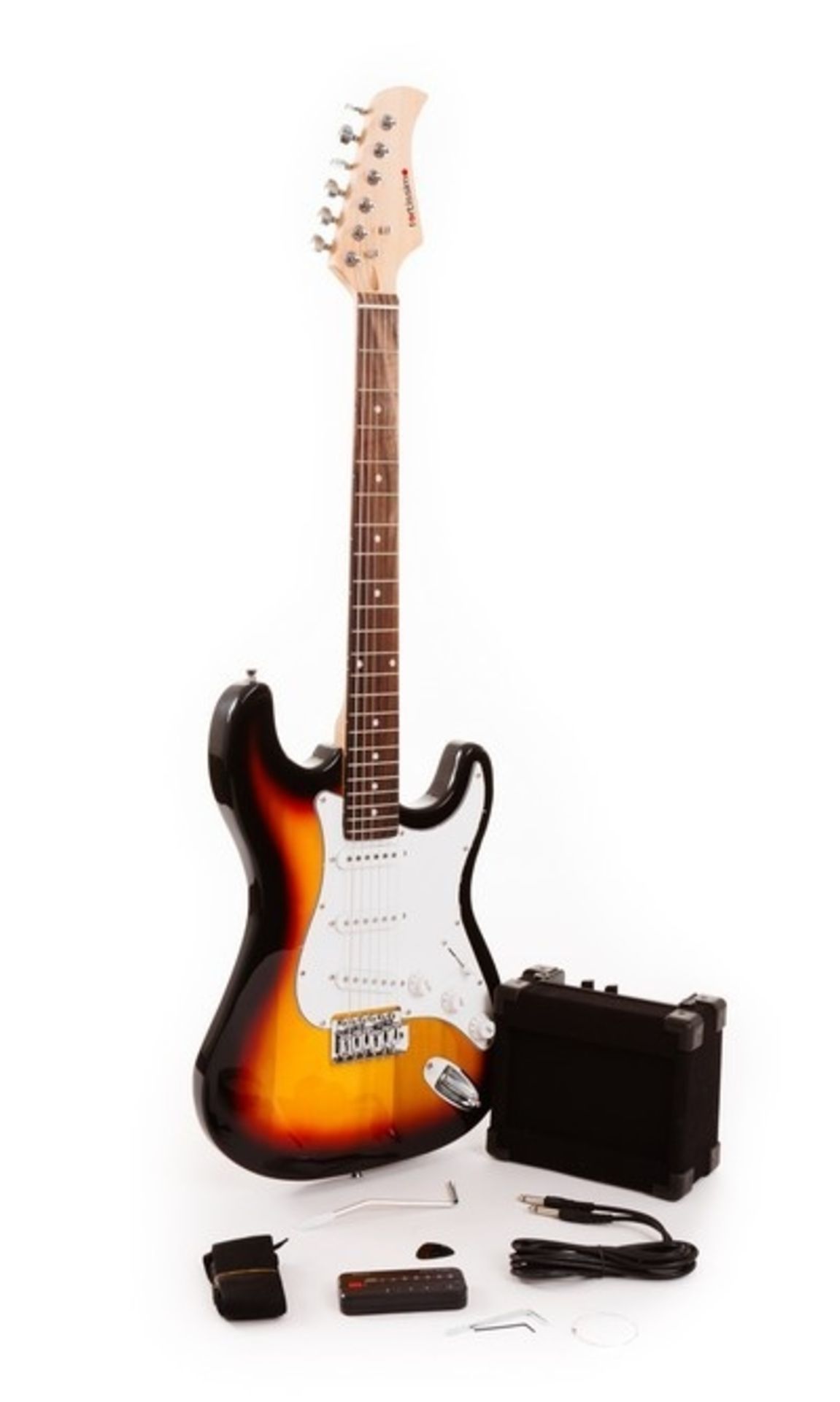 ONE BOXED BRAND NEW ELECTRIC GUITAR IN SUNBURST WITH ACCESSORIES, 240V WITH 10W AMPLIFIER, BAG, - Image 2 of 2