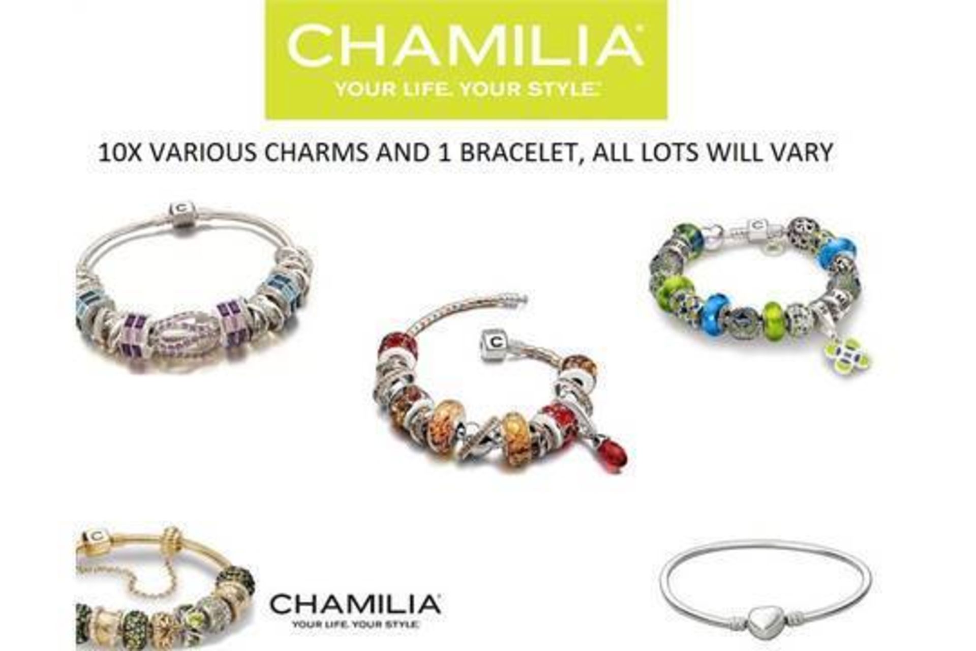 BRAND NEW FACTORY SEALED CHAMILIA LADIES CHARM BRACELET AND 10 CHARMS ALL CHARMS VARIOUS COMBINE RRP