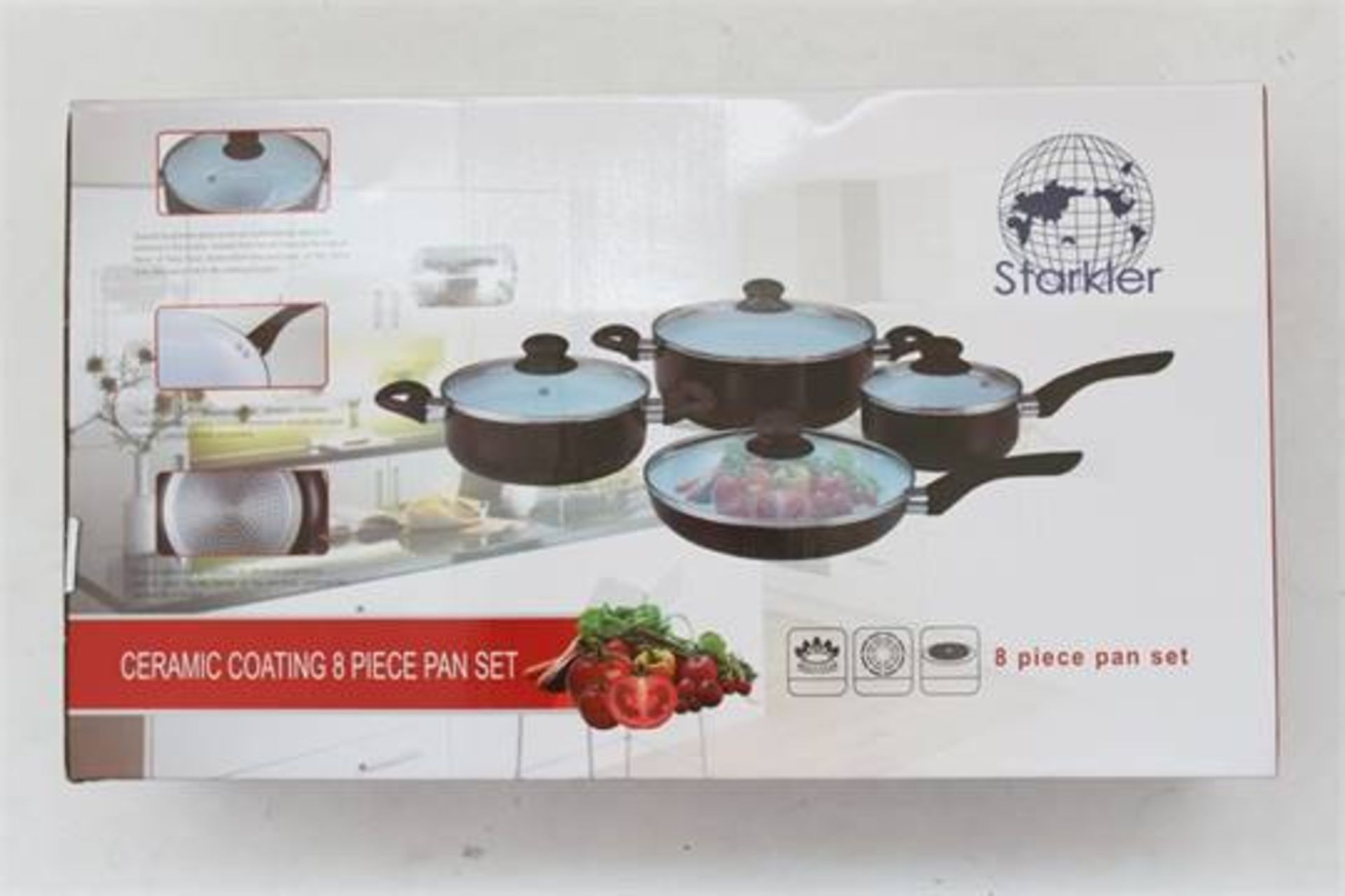 BOXED BRAND NEW STARKLER 8 PIECE CERAMIC COATED PAN SET RRP-£99.99