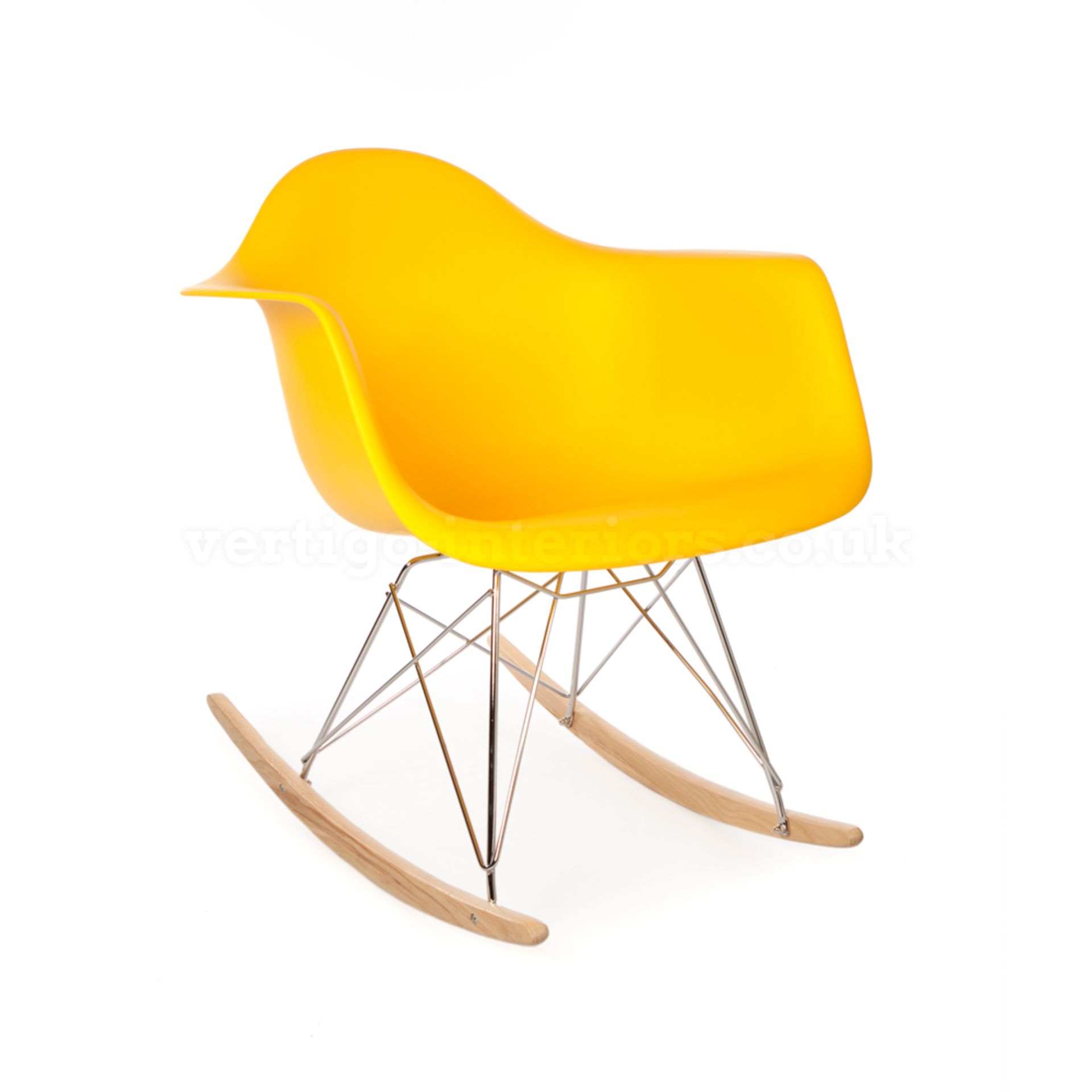 X1 BOXED BRAND NEW, EAMES STYLE ROCKER ARM CHAIR, YELLOW, RRP-£149.99 (MD-CHAIR)