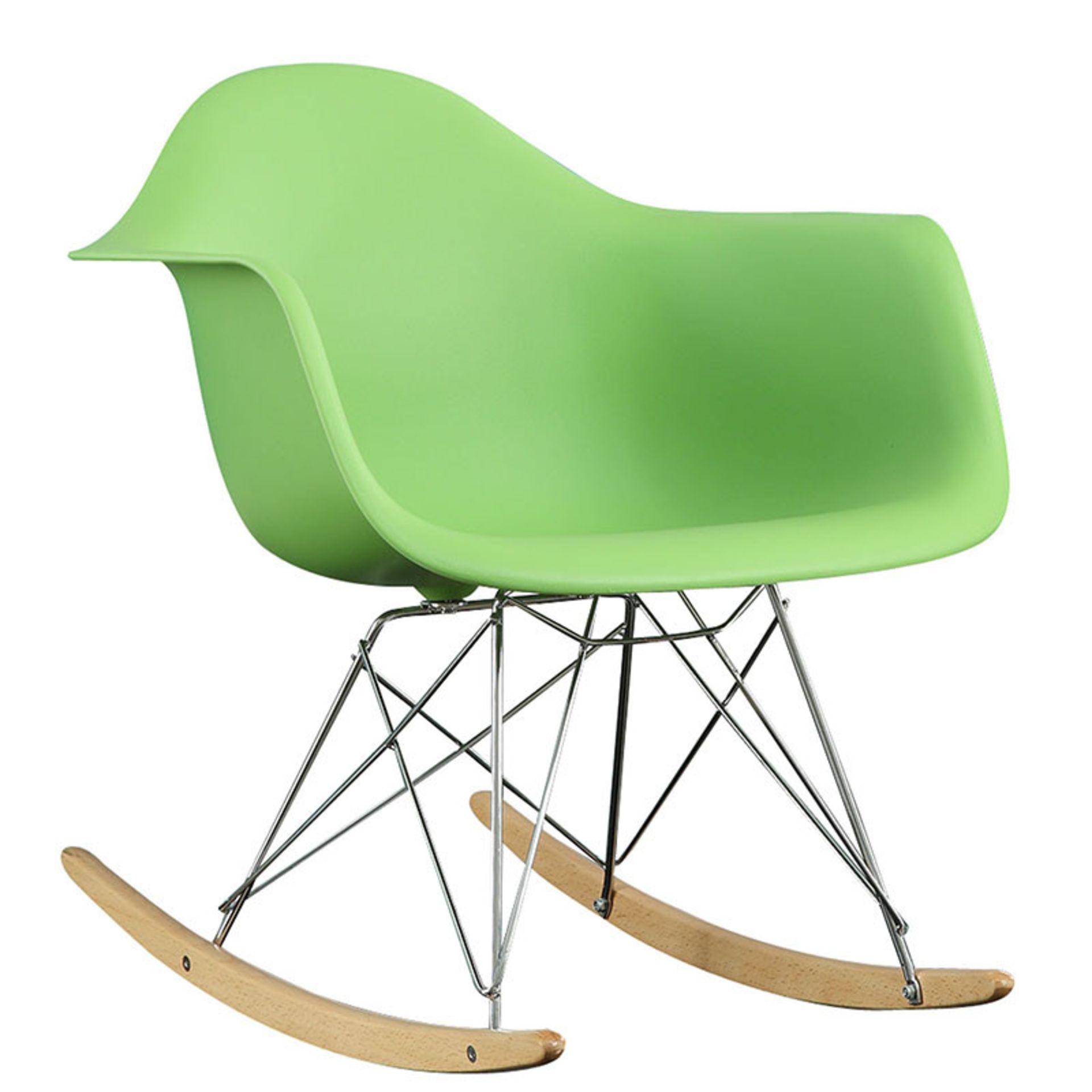 X1 BOXED BRAND NEW, EAMES STYLE ROCKER ARM CHAIR, GREEN, RRP-£149.99 (MD-CHAIR)