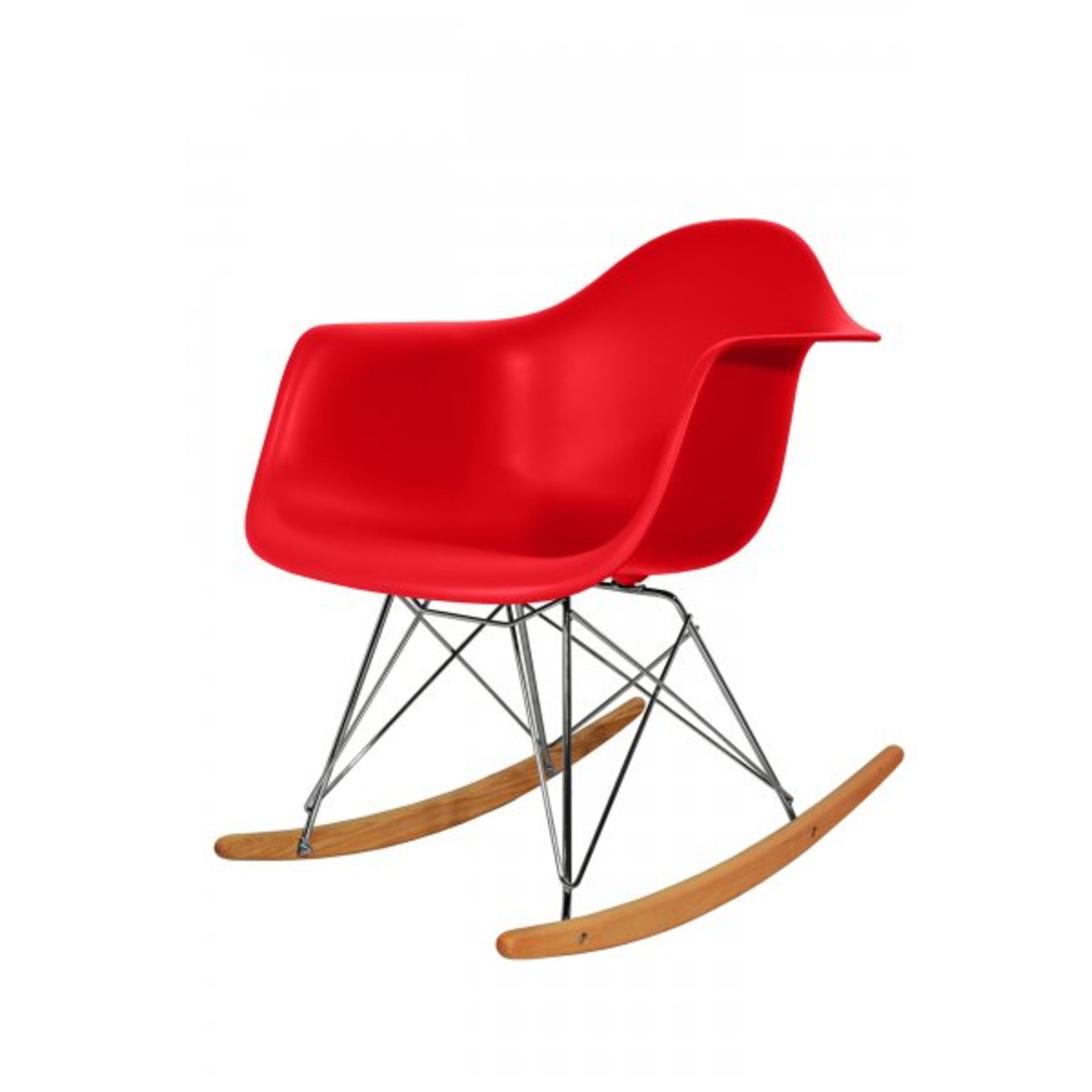 X1 BOXED BRAND NEW, EAMES STYLE ROCKER ARM CHAIR, RED, RRP-£149.99 (MD-CHAIR)