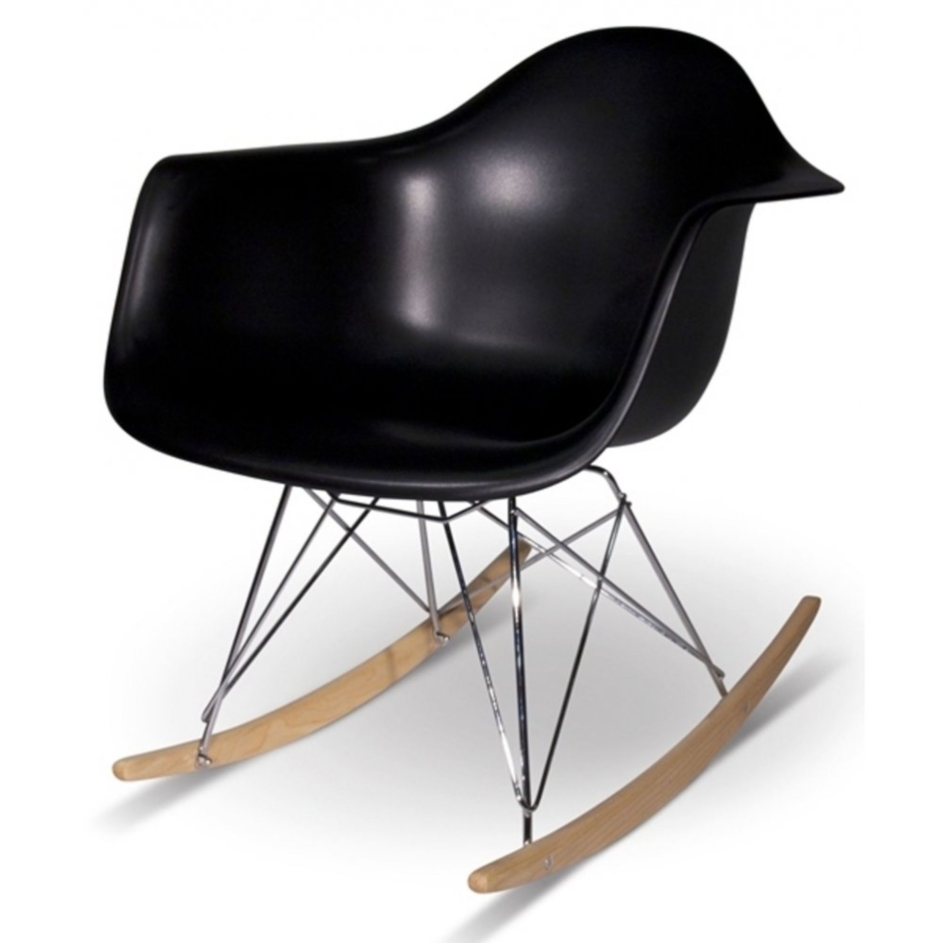 X1 BOXED BRAND NEW, EAMES STYLE ROCKER ARM CHAIR, BLACK, RRP-£149.99 (MD-CHAIR)