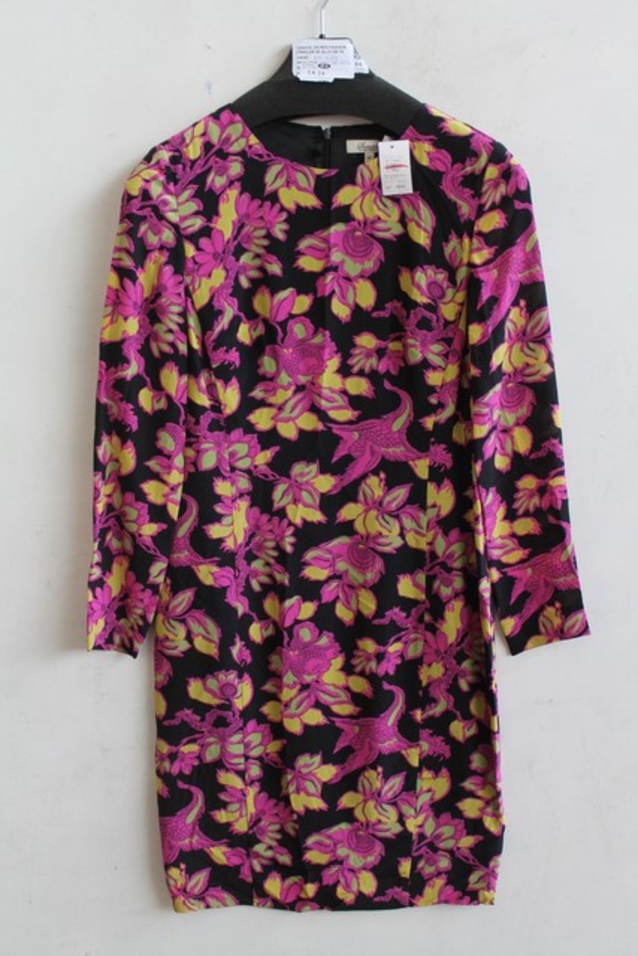 ONE BRAND NEW SOMERSET BY ALICE TEMPERLEY WINTER FLORAL SILK DRESS IN PINK SIZE 18 RRP £160 (DS