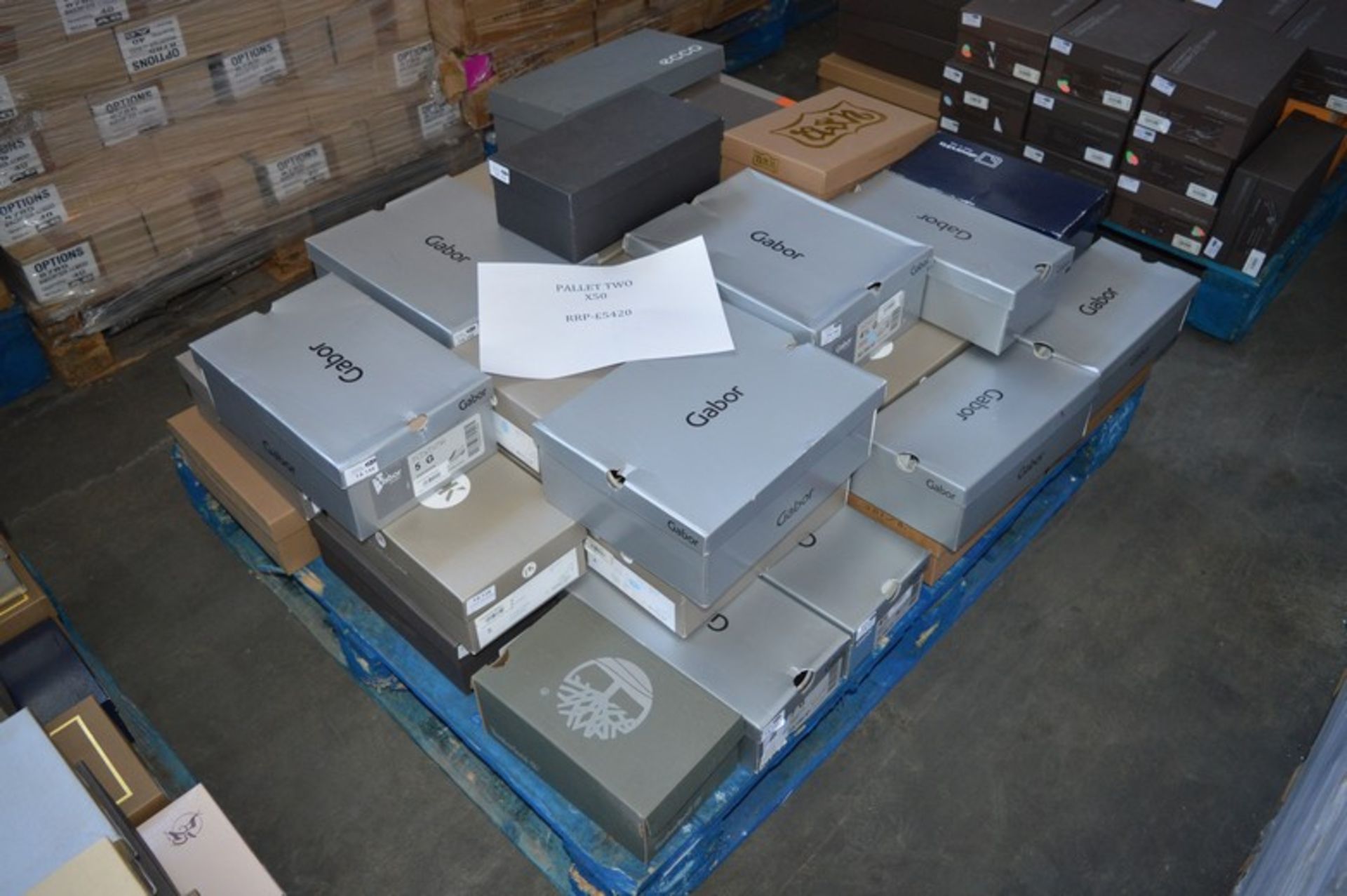 ONE PALLET TO CONTAIN 50 PAIRS OF BOXED DESIGNER SHOES TO INCLUDE, UGG, FITFLOP, PETER KAISER,