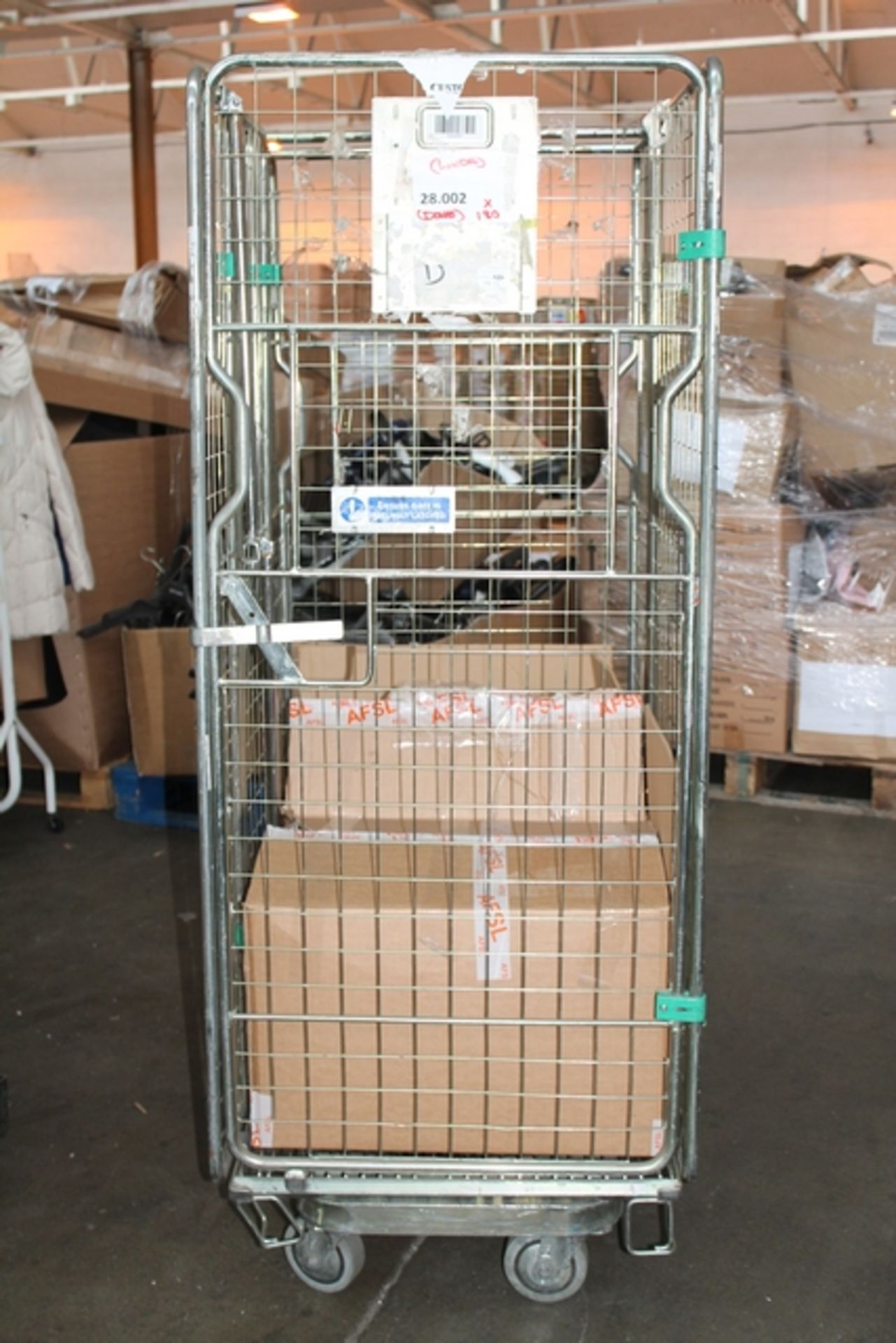 ONE CAGE TO CONTAIN APPROX 167 UNITS OF BRAND NEW ASSORTED DESIGNER ITEMS RANGING FROM MEN'S &