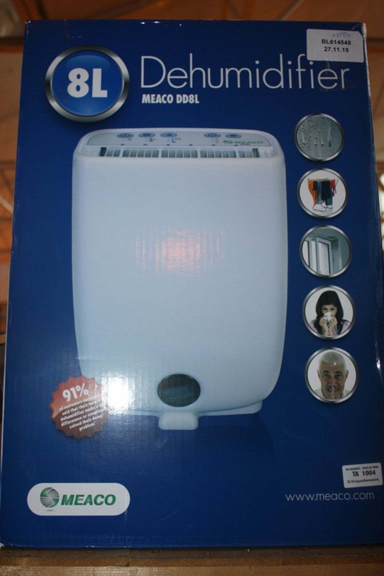 ONE BOXED MEACO 8L DEHUMIDIFIER RRP £180 (BL614548)