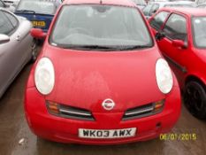 Nissan Micra SE - WK03 AWX Date of registration:  11.04.2003 1240cc, petrol, manual, red Odometer