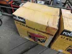 3.1kva petrol generator, new & unused