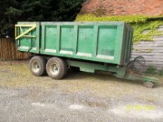 Wooton 10 tonne twin axle grain trailer (1997) sn. 10.6291, sprung drawbar, hydraulic tailgate,