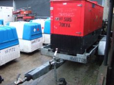 Genset MG70SSP generator on trailer 
Runs, no power