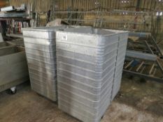 2 aluminium wheeled bins, drop fronts
