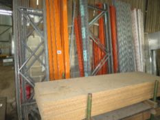 Quantity of pallet racking c/w shelf boards