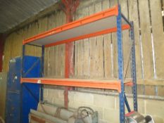 Single section of pallet racking as erected