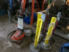 Whirlwind floor scrubber, Patay hand pump, 5 bollards