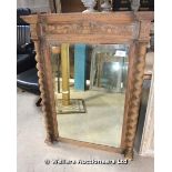 19TH CENTURY HENRY II BEVELLED OAK MIRROR, 1160 X 900