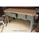 20TH CENTURY FARMHOUSE SERVER WITH BLEACHED TOP, PAINTED BASE AND THREE DRAWERS, 1400 X 450 X 800