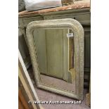 19TH CENTURY FRENCH WHITE PAINTED MIRROR WITH ORIGINAL PLATE, 680 X 950