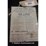 SMALL FRAMED BOXING POSTER FEATURING JOE LOUIS DATED SUNDAY 27TH AUGUST 1944