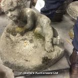 STONE COMPOSITION STATUE OF A BOY WITH SHELL DISH, 550 X 380