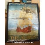 20TH CENTURY DOUBLE SIDED HANDPAINTED PUB SIGN 'THE ALBION' DEPICTING A SAILING SHIP, 1080 X 1300