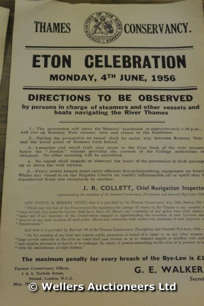 THAMES CONSERVANCY ETON CELEBRATION POSTER, DATED 1956