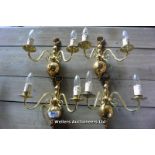 FOUR BRASS WALL SCONCES