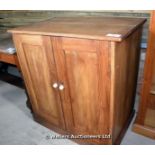 20TH CENTURY PINE TWO DOOR CUPBOARD CONVERTED FOR TV CABINET, 830 X 540 X 580