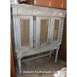 LOUIS XVI STYLE PAINTED CABINET WITH THREE MESHED DOORS, 1380 X 450 X 1580