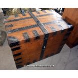 19TH CENTURY PINE AND METAL BOUND SILVER CHEST, 890 X 580 X 690