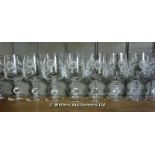 NINE CUT GLASS FLORAL DECORATED WINE GLASSES