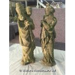 PAIR OF COMPOSITION STONE FIGURES BEARING URNS, 170 X 190 X 740