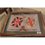 EARLY 20TH CENTURY SILK EMBROIDERY TO THE ROYAL BERKSHIRE REGIMENT, COLOURS REMAIN VERY FRESH IN