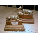 PAIR OF CAST GREYHOUND BOOKENDS, 180 LONG