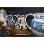 MASONS AND BRISTOL PORCELAIN JUGS WITH A LIDDED URN AND A COFFEE POT (4)