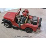 1950S JAPANESE MADE TIN PLATE FIRE CHIEF JEEP