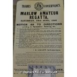 THAMES CONSERVANCY MARLOW AMATEUR REGATTA CELEBRATION POSTER, DATED 1965