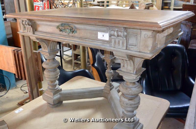 LOUIS XVI STYLE CONSOLE TABLE WITH SINGLE DRAWER, ORNATE HANDLE AND OAK TOP, 1120 X 660 X 800