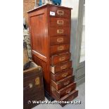 EARLY 20TH CENTURY ELEVEN DRAWER FILING CABINET WITH BRASS HANDLES, 400 X 640 X 1350