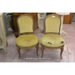 PAIR OF 19TH CENTURY FRENCH SALON CHAIRS WITH HORSEHAIR FILLED UPHOLSTERY (A/F)